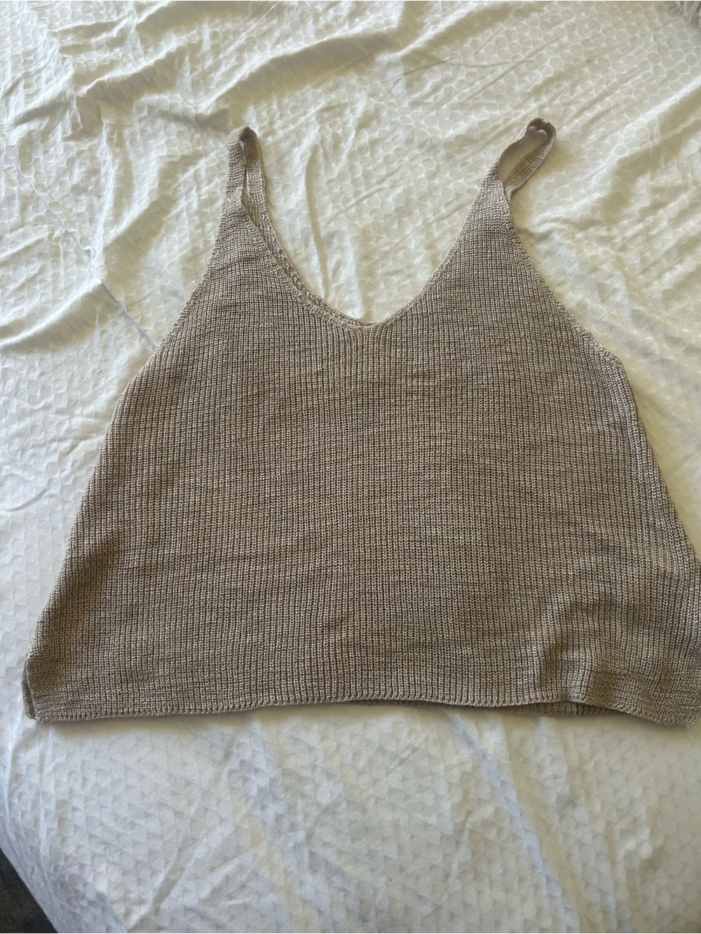 Streetwear Society Beige Knit Scoop Neck Tank
